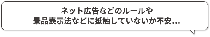 ネット広告などのルールや景品表示法などに抵触していないか不安…